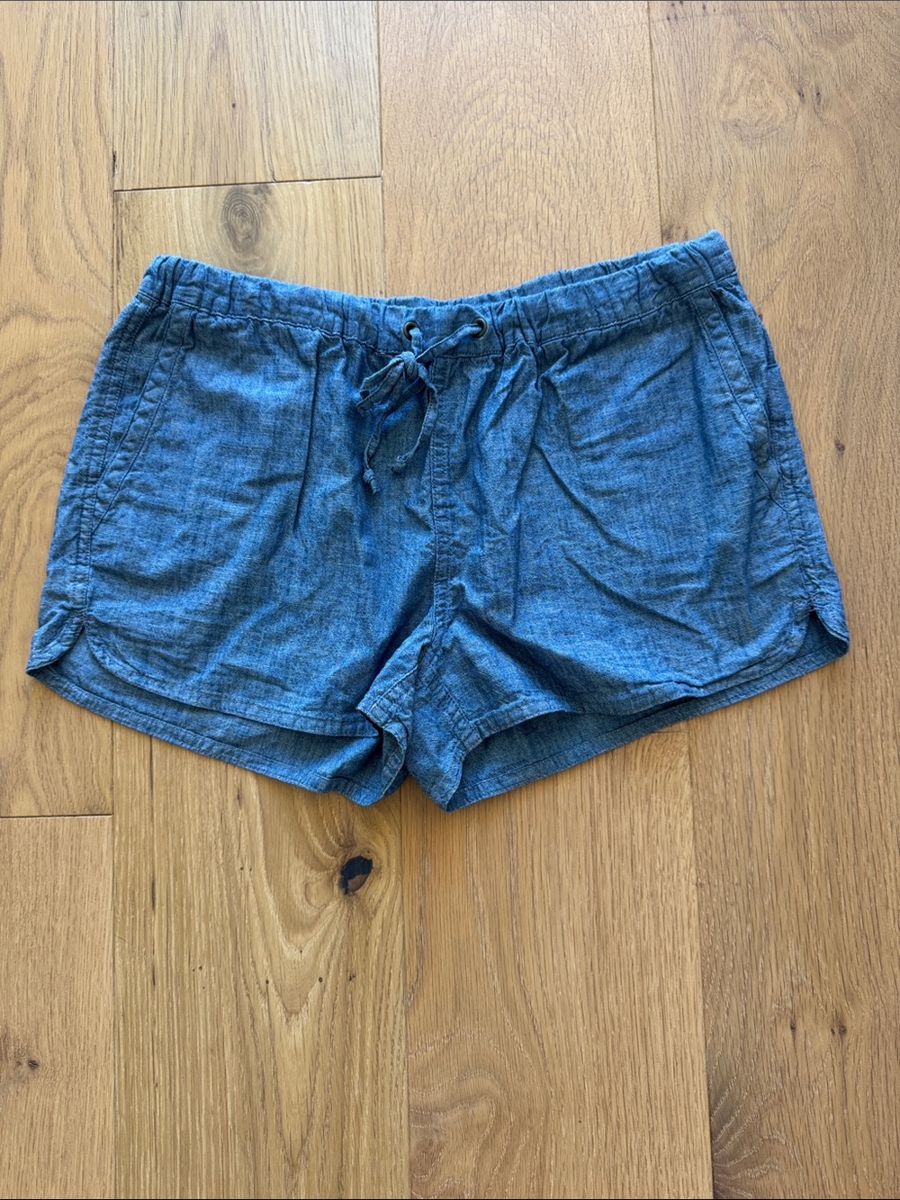 J. Crew Lightweight Chambray Drawstring Shorts in Blue